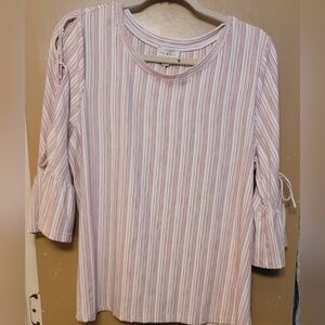 Lucky Brand, New Directions Rose and White Striped Blouse